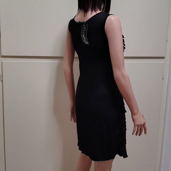 Rachael G Sleeveless Textured Satin Front Cocktail Dress, Black Unisex - Picture 5 of 12